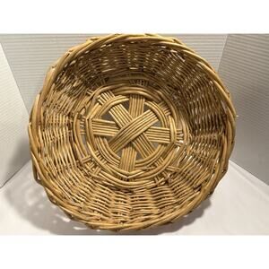 Large Threaded Twig/Wood/Bamboo Braided BASKET Natural Wood Color, 16,5" Round